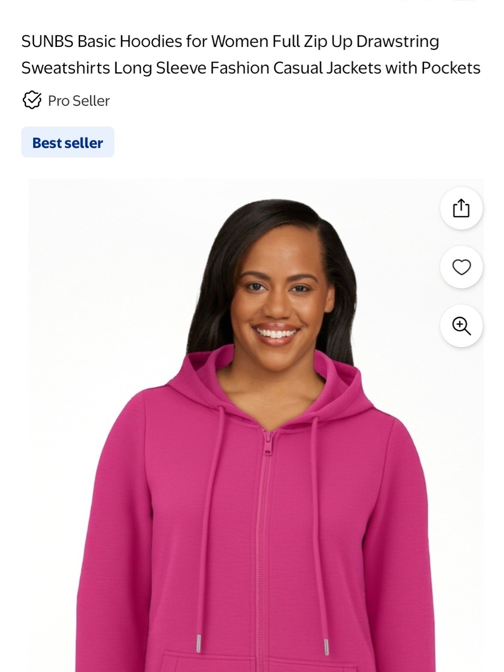 Women's Full-Zip Hoodie in Fuchsia Pink